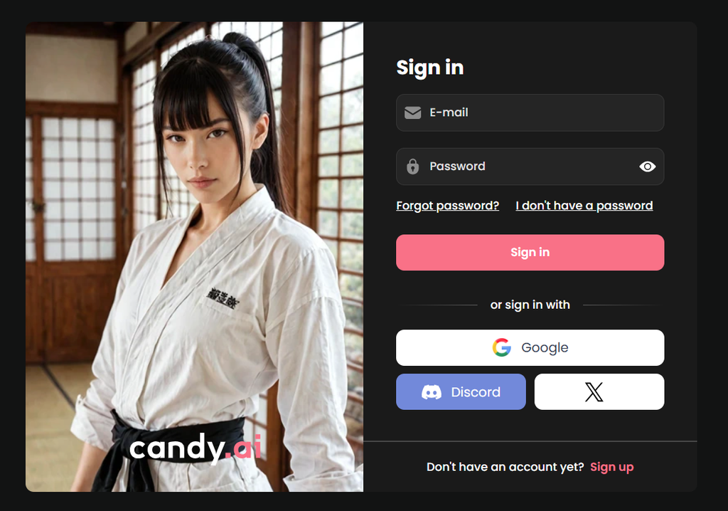 Candy AI registration form