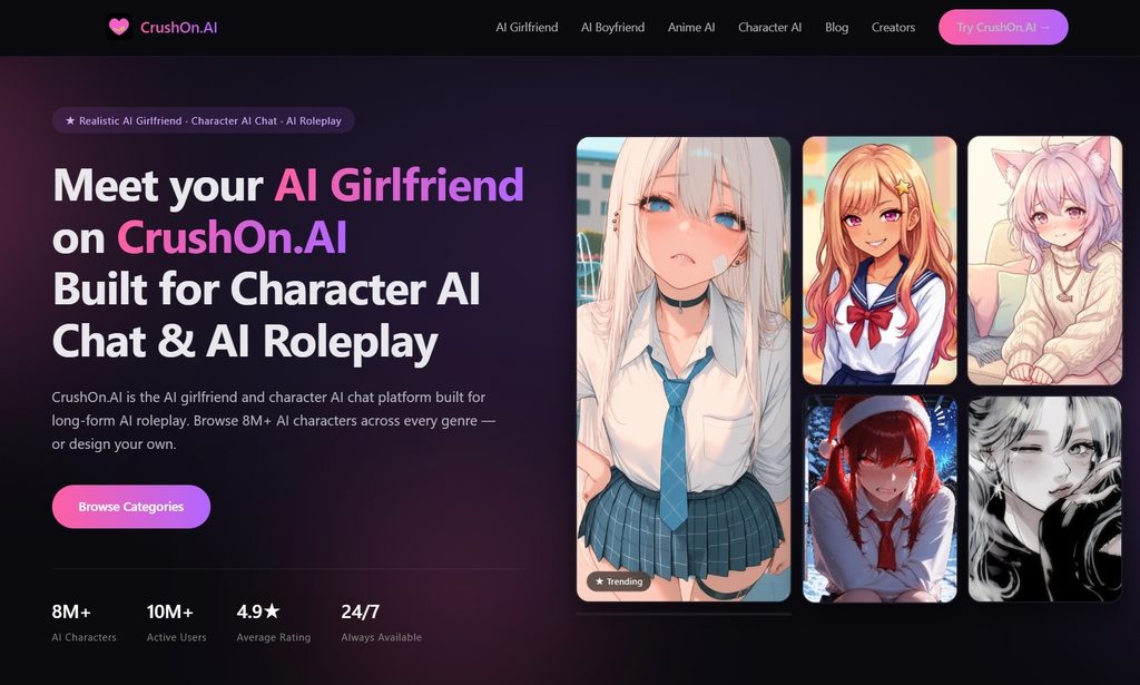 CrushOn AI main page
