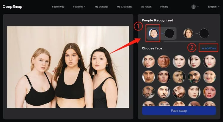 DeepSwap character creation